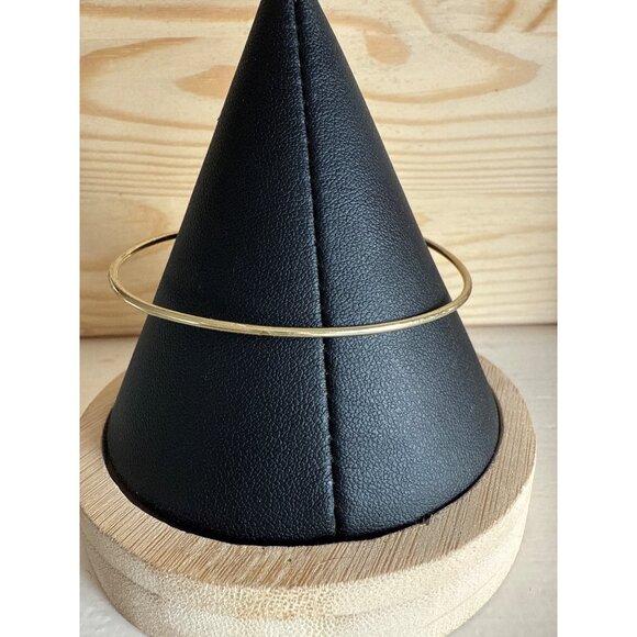 Gold-Tone Open Cuff Bracelet With Black Rhinestone Accents 7 Inches - Picture 4 of 4